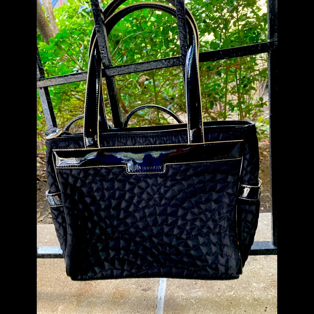 Vera Bradley Black Quilted With Patent Leather trim Handbag